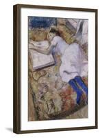 A Young Girl Stretched Out and Looking at an Album-Edgar Degas-Framed Giclee Print