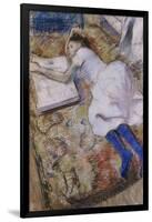 A Young Girl Stretched Out and Looking at an Album-Edgar Degas-Framed Giclee Print