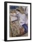 A Young Girl Stretched Out and Looking at an Album-Edgar Degas-Framed Giclee Print