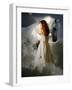 A Young Girl Wearing a White Dress Standing Beside a Horse under the Moonlight-Lynne Davies-Framed Photographic Print