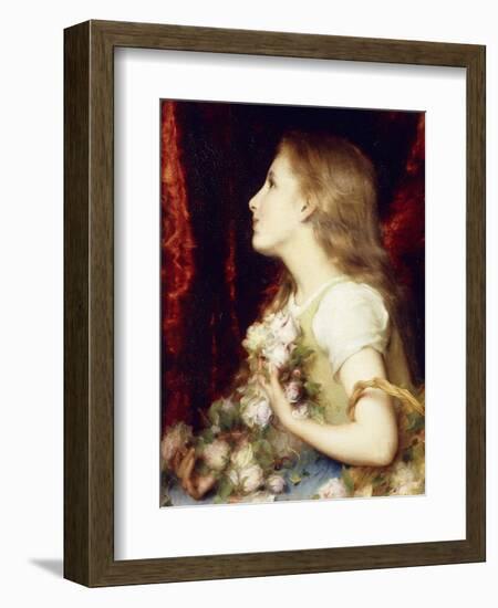 A Young Girl with a Basket of Flowers-Etienne Adolphe Piot-Framed Giclee Print