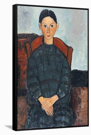A young Girl with a Black Apron, 1918-Amedeo Modigliani-Framed Stretched Canvas