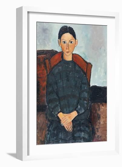 A young Girl with a Black Apron, 1918-Amedeo Modigliani-Framed Giclee Print