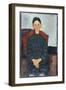 A Young Girl with a Black Overall, 1918-Amedeo Modigliani-Framed Giclee Print