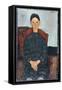 A Young Girl with a Black Overall, 1918-Amedeo Modigliani-Framed Stretched Canvas