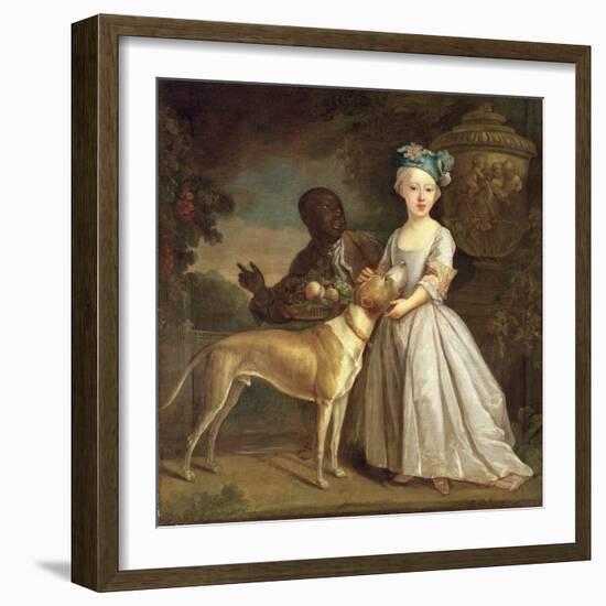 A Young Girl with a Dog and a Page, 1720-30-Bartholomew Dandridge-Framed Giclee Print