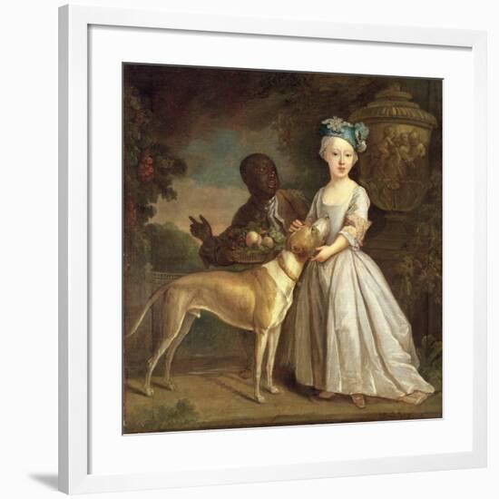 A Young Girl with a Dog and a Page, 1720-30-Bartholomew Dandridge-Framed Giclee Print