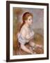 A Young Girl with Daisies, 1889-Pierre-Auguste Renoir-Framed Giclee Print