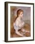 A Young Girl with Daisies, 1889-Pierre-Auguste Renoir-Framed Giclee Print