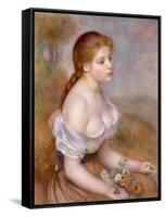 A Young Girl with Daisies, 1889-Pierre-Auguste Renoir-Framed Stretched Canvas