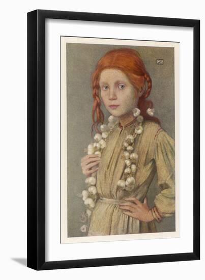 A Young Hungarian Girl Has Strings of Garlic, Round Her Neck-null-Framed Art Print