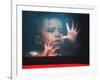 A Young Indonesian Boy Chases Raindrops on the Back Window of a Passenger Bus-null-Framed Photographic Print
