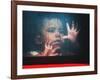 A Young Indonesian Boy Chases Raindrops on the Back Window of a Passenger Bus-null-Framed Photographic Print