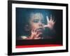 A Young Indonesian Boy Chases Raindrops on the Back Window of a Passenger Bus-null-Framed Photographic Print