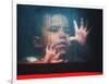 A Young Indonesian Boy Chases Raindrops on the Back Window of a Passenger Bus-null-Framed Photographic Print