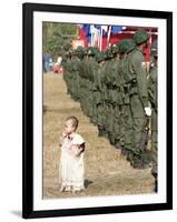 A Young Karen Child Seems Lost in a Karen Army Formation-null-Framed Photographic Print