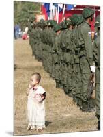 A Young Karen Child Seems Lost in a Karen Army Formation-null-Mounted Photographic Print