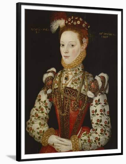 A Young Lady Aged 21, Possibly Helena Snakenborg, Later Marchioness of Northampton-British School 16th century-Framed Premium Giclee Print