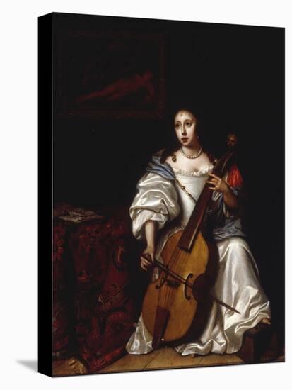 A Young Lady Playing a Violoncello-Renier de la Haye-Stretched Canvas