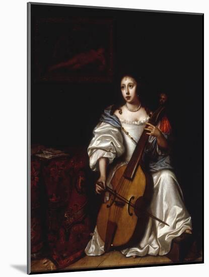 A Young Lady Playing a Violoncello-Renier de la Haye-Mounted Giclee Print