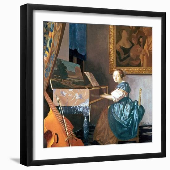 A Young Lady Seated at a Virginal, circa 1670-Johannes Vermeer-Framed Giclee Print