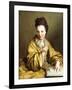 A Young Lady, Wearing a Yellow Robe, Seated at a Table, Beckoning, 1703-Jean Baptiste Santerre-Framed Giclee Print