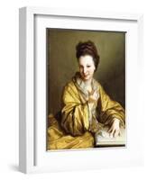 A Young Lady, Wearing a Yellow Robe, Seated at a Table, Beckoning, 1703-Jean Baptiste Santerre-Framed Giclee Print