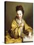 A Young Lady, Wearing a Yellow Robe, Seated at a Table, Beckoning, 1703-Jean Baptiste Santerre-Stretched Canvas