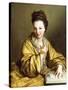 A Young Lady, Wearing a Yellow Robe, Seated at a Table, Beckoning, 1703-Jean Baptiste Santerre-Stretched Canvas