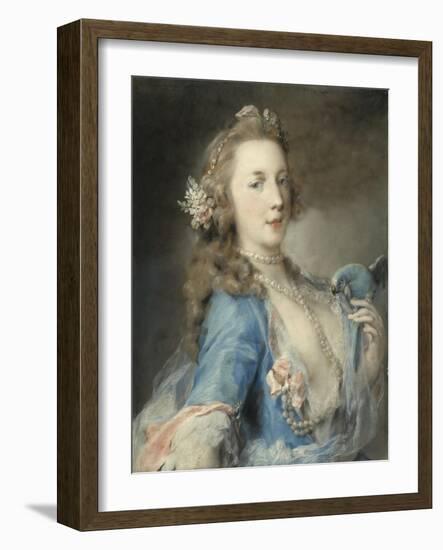 A Young Lady with a Parrot, C.1730-Rosalba Giovanna Carriera-Framed Giclee Print