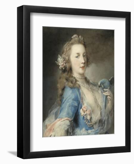 A Young Lady with a Parrot, C.1730-Rosalba Giovanna Carriera-Framed Giclee Print