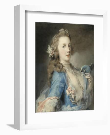 A Young Lady with a Parrot, C.1730-Rosalba Giovanna Carriera-Framed Giclee Print