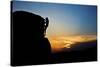 A Young Male Climber Climbs a Boulder Problem at Sunset in Hampi, India-Dan Holz-Stretched Canvas