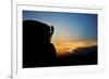 A Young Male Climber Climbs a Boulder Problem at Sunset in Hampi, India-Dan Holz-Framed Photographic Print