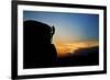 A Young Male Climber Climbs a Boulder Problem at Sunset in Hampi, India-Dan Holz-Framed Photographic Print