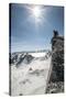 A Young Male Climber on the Summit of Pigeon Spire, Bugaboos, British Columbia-Steven Gnam-Stretched Canvas