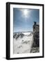 A Young Male Climber on the Summit of Pigeon Spire, Bugaboos, British Columbia-Steven Gnam-Framed Photographic Print