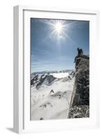 A Young Male Climber on the Summit of Pigeon Spire, Bugaboos, British Columbia-Steven Gnam-Framed Photographic Print