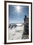 A Young Male Climber on the Summit of Pigeon Spire, Bugaboos, British Columbia-Steven Gnam-Framed Photographic Print