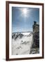 A Young Male Climber on the Summit of Pigeon Spire, Bugaboos, British Columbia-Steven Gnam-Framed Photographic Print