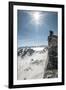 A Young Male Climber on the Summit of Pigeon Spire, Bugaboos, British Columbia-Steven Gnam-Framed Photographic Print