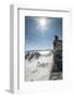 A Young Male Climber on the Summit of Pigeon Spire, Bugaboos, British Columbia-Steven Gnam-Framed Photographic Print