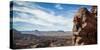 A Young Male Climber on the Third Pitch of the Classic Tower Climb, Fisher Towers, Moab, Utah-Dan Holz-Stretched Canvas