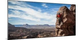 A Young Male Climber on the Third Pitch of the Classic Tower Climb, Fisher Towers, Moab, Utah-Dan Holz-Mounted Photographic Print