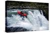 A Young Male Kayaker Drops in to Big Brother on the White Salmon River in Washington-Bennett Barthelemy-Stretched Canvas
