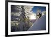 A Young Male Skier Makes Some Late Day Turns in the Mount Baker Backcountry of Washington-Jay Goodrich-Framed Photographic Print