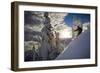 A Young Male Skier Makes Some Late Day Turns in the Mount Baker Backcountry of Washington-Jay Goodrich-Framed Photographic Print