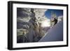 A Young Male Skier Makes Some Late Day Turns in the Mount Baker Backcountry of Washington-Jay Goodrich-Framed Photographic Print