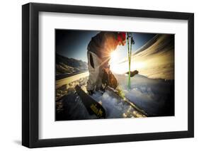A Young Male Skier Skins Up for Another Run in the Cascade Backcountry of Washington-Jay Goodrich-Framed Photographic Print