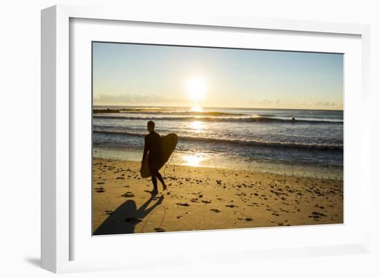 A Young Male Surfer Walks Along the Beach at End of Long Beach Island, New Jersey-Vince M. Camiolo-Framed Photographic Print